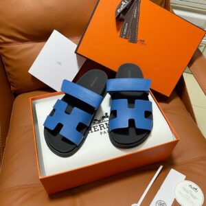 Hermes Sandals Blue Calfskin