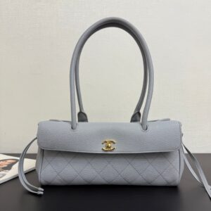 2026 Chanel Bowling Bag Grey/Beige/Brown Calfskin