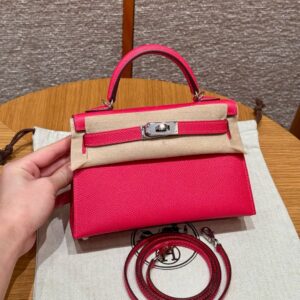 Hermes Kelly Mini Handbag Epsom Leather i6/Rose Extreme