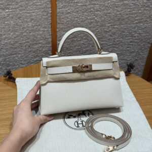 Hermes Kelly Mini Handbag 10/Craie Epsom Leather
