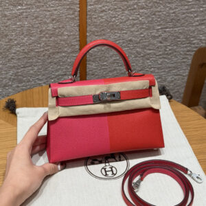 Hermes Mini Kelly Handbag l6/Rose extreme/S3/Rouge Coeur/B3/Blue Zanzibar Epsom Leather