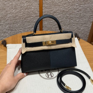 Hermes Mini Kelly Handbag 89/Noir/76/Blue Indigo/K1/Rouge Grenat Epsom Leather