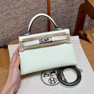 Hermes Mini Kelly Handbag 0S/Vert Fizz Epsom Leather
