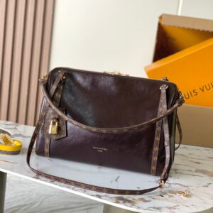 LV Express PM Handbag Wine Oil Calfskin