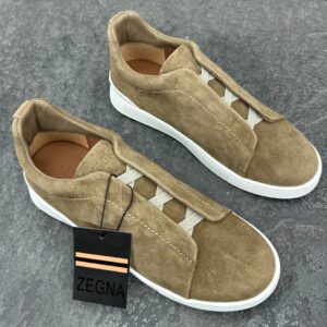 Zegna Khaki Suede Triple Stitch™ SECONDSKIN Sneakers