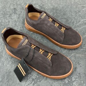 Zegna Deep Brown Suede Triple Stitch™ SECONDSKIN Sneakers
