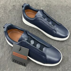 Zegna Navy Blue Triple Stitch™ SECONDSKIN Sneakers