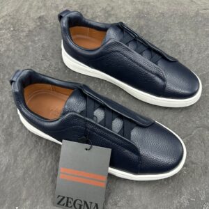 Zegna Navy Blue Triple Stitch™ SECONDSKIN Sneakers