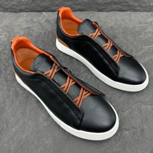 Zegna Black/Orange Triple Stitch™ SECONDSKIN Sneakers