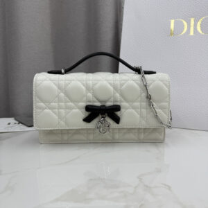 My Dior Top Handle Bag White/Black Lambskin