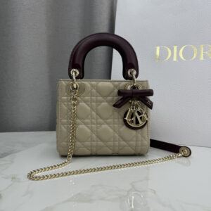 Lady Dior Handbag 17CM Beige Lambskin
