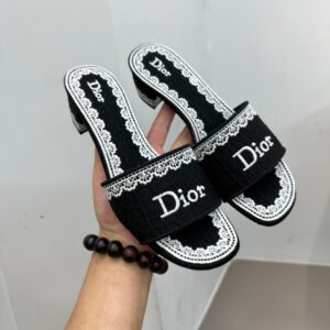 dior dentelle sandals gray embroidery