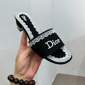 dior dentelle sandals gray embroidery