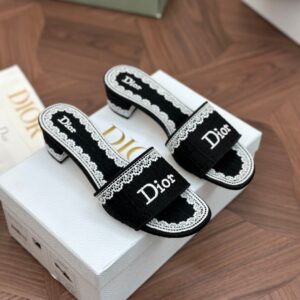 dior dentelle sandals gray embroidery