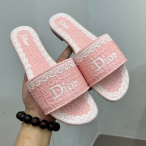 dior dentelle slides pink embroidery