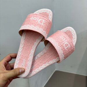 dior dentelle slides pink embroidery
