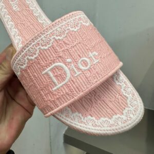 dior dentelle slides pink embroidery