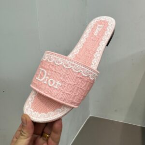 dior dentelle slides pink embroidery