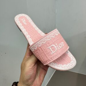 dior dentelle slides pink embroidery