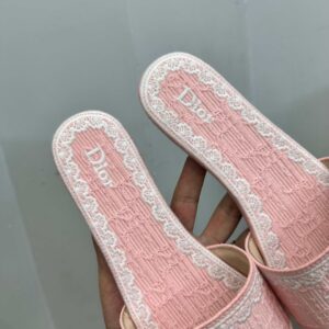 dior dentelle slides pink embroidery