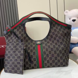 gucci giglio large tote bag sand and dark brown canvas (copy)