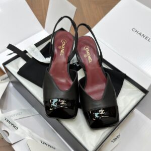 chanel sandals square toe lambskin