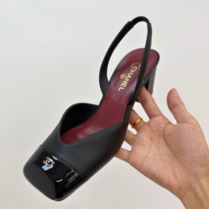 chanel sandals square toe lambskin