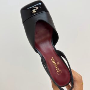 chanel sandals square toe lambskin