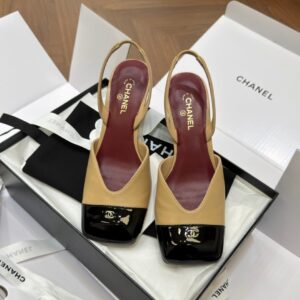chanel sandals square toe lambskin