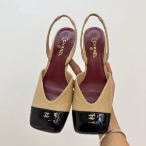chanel sandals square toe lambskin