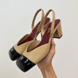 chanel sandals square toe lambskin