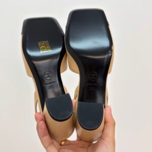 chanel sandals square toe lambskin