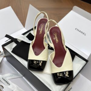 chanel sandals square toe lambskin