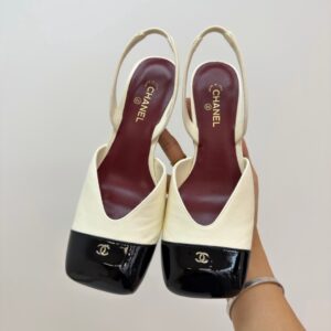 chanel sandals square toe lambskin