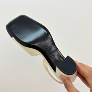 chanel sandals square toe lambskin
