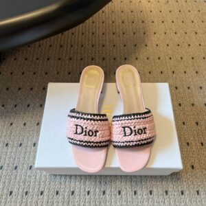 dior j'adior wedge slide with straps white embroidered (copy)