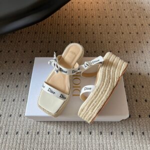 dior j'adior wedge slide with straps black embroidered (copy)