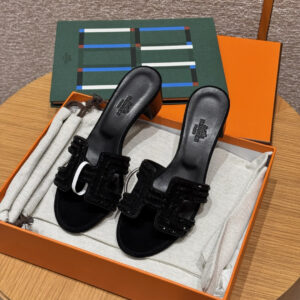 hermes 185 oasis heels sandals 89/noir crystals (copy)