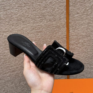 hermes 185 oasis heels sandals 89/noir crystals (copy)