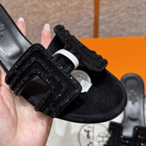 hermes 185 oasis heels sandals 89/noir crystals (copy)