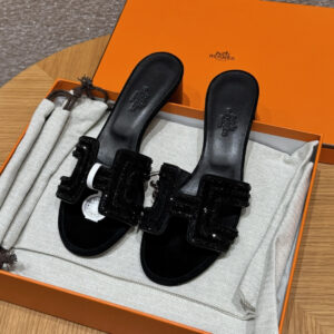 hermes 185 oasis heels sandals 89/noir crystals (copy)