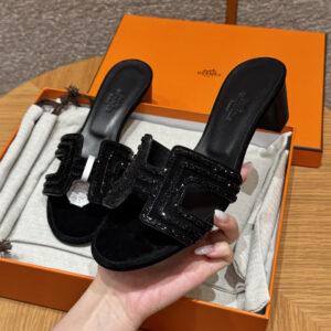 hermes 185 oasis heels sandals 89/noir crystals (copy)