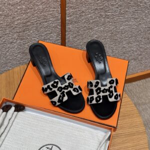 hermes 185 oasis heels sandals 89/noir black crystals (copy)