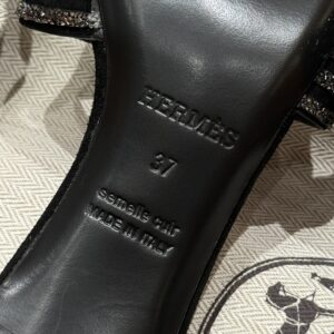 Hermes 185 Oasis Heels Sandals ck89/Noir with Crystals hermes 185 oasis heels sandals brun fume (copy)