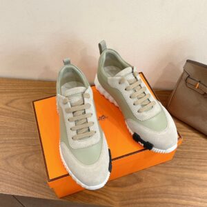 Hermes Bouncing Sneaker Suede Calf Leather Light Green