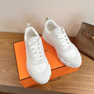 Hermes Bouncing Sneaker White Suede and Calf Leather