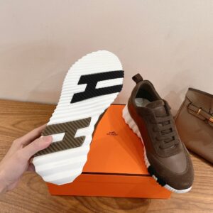 Hermes Bouncing Sneaker Deep Brown Suede and Calf Leather hermes bouncing sneaker white suede and calf leather (copy)