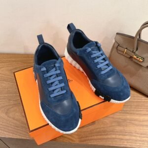 hermes bouncing sneaker black suede and calf leather
