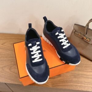hermes bouncing sneaker black suede and calf leather
