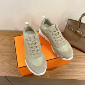 hermes bouncing sneaker black suede and calf leather